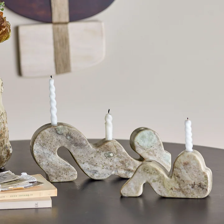 Bloomingville - Liabella bougeoir, marbre gris (set de 2)