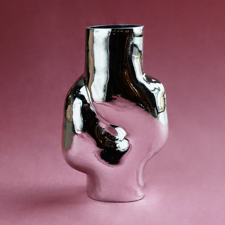 HKliving - Gleam Vase en verre high, chrome