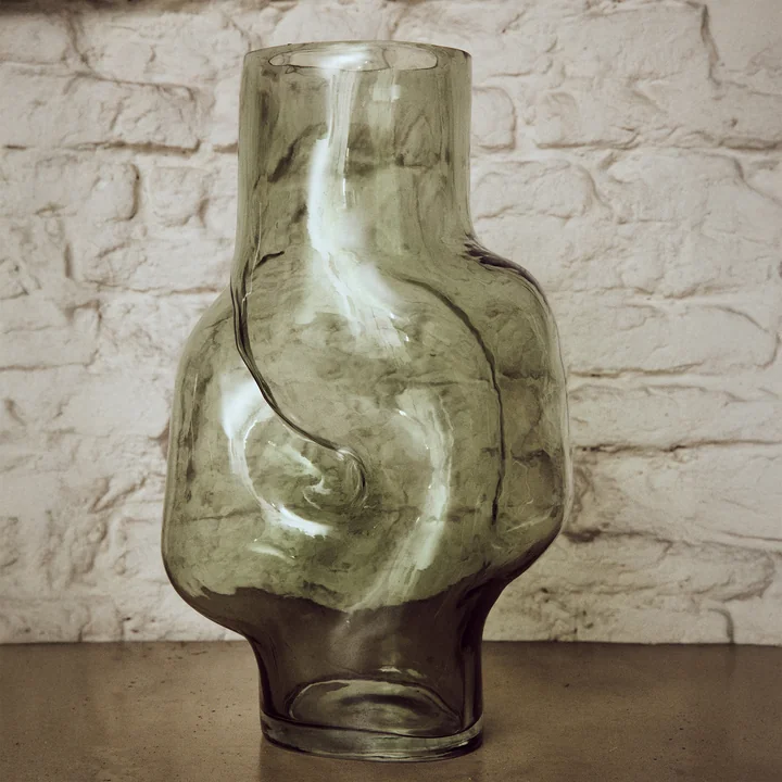 HKliving - Gleam Vase en verre high, olive