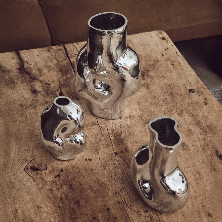 HKliving - Gleam Vases en verre, chrome