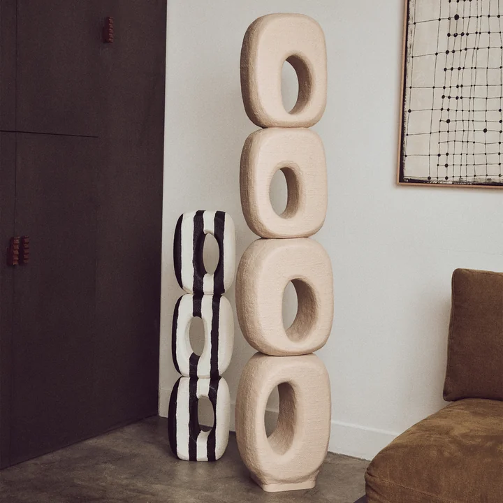 HKliving - Sculpture d'art monochrome, noir / blanc