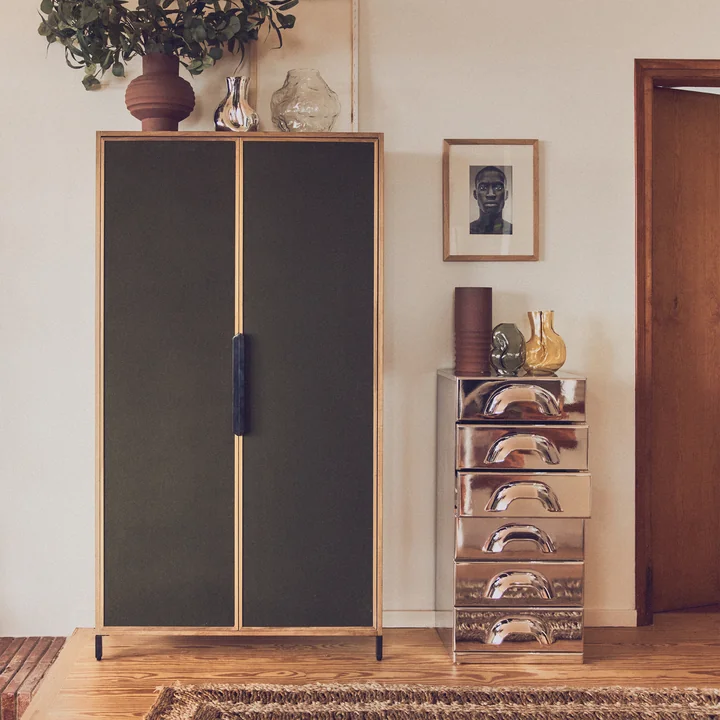 HKliving - Pioneer Armoire, 100 x 180 cm, Canvas / Commode avec 6 tiroirs