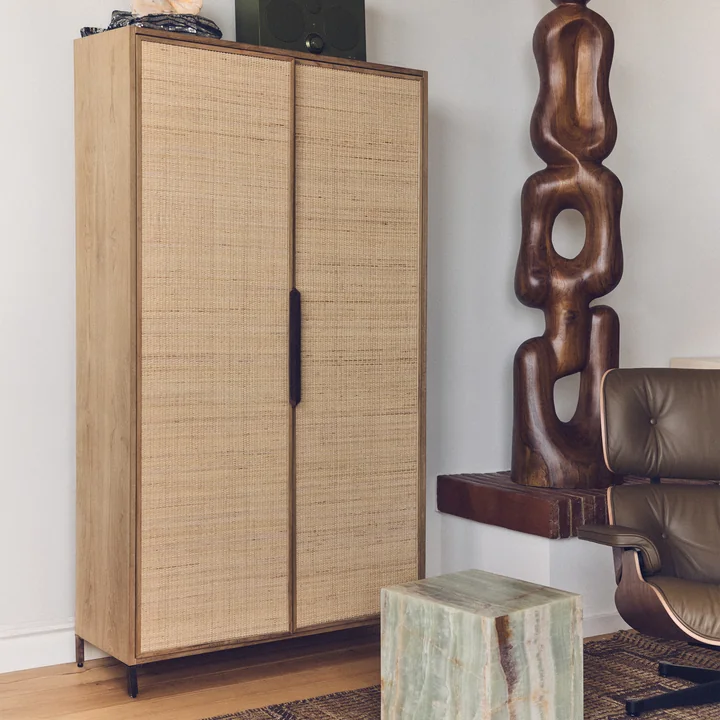 HKliving - Pioneer Armoire, 100 x 180 cm, rotin