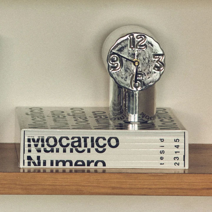 HKliving - Horloge de table rétro en céramique, chrome