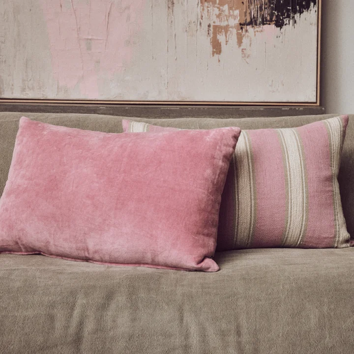 HKliving - Coussin en velours, 40 x 60 cm, rose