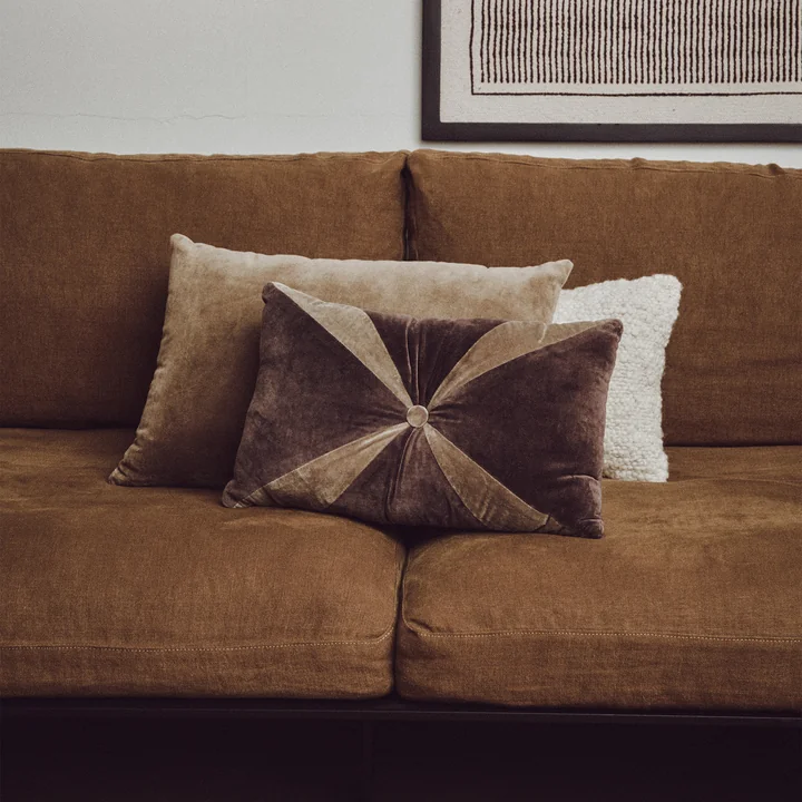 HKliving - Coussin en velours, 50 x 30 cm, brun