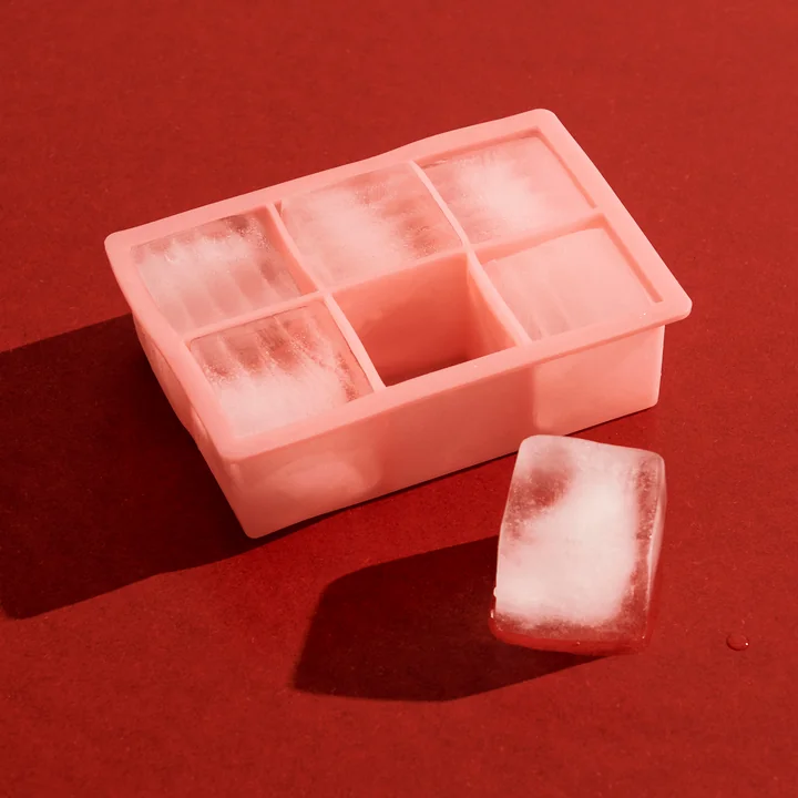 HAY - Machine à glaçons silicone rectangulaire XXL, Cubes, rose