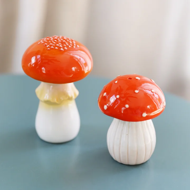 & klevering - Salière et poivrière, Mushroom, rouge / blanc
