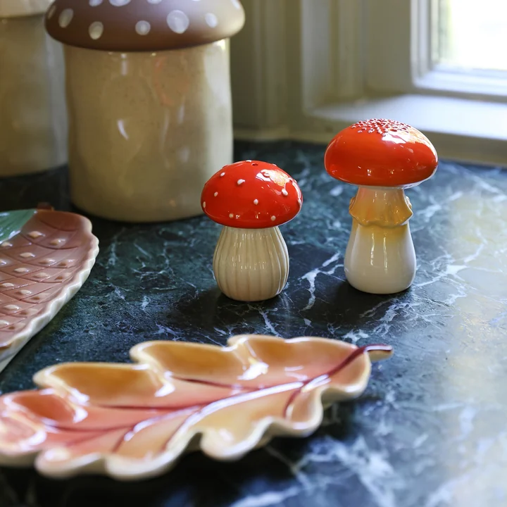 & klevering - Salière et poivrière, Mushroom, rouge / blanc