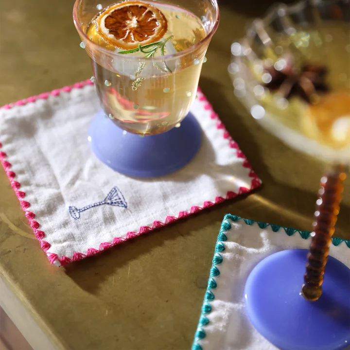 & klevering - Zigzag serviette cocktail, 12 x 12 cm, multicolore (lot de 4)