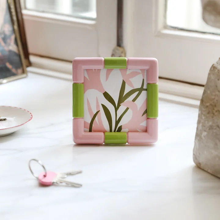 & klevering - Rift Cadre photo, 13 x 13 cm, rose / vert