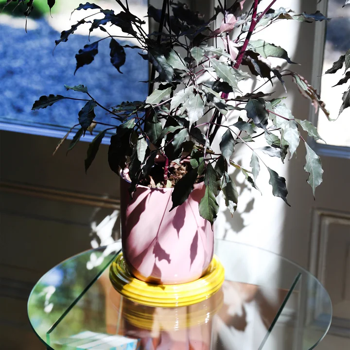 & klevering - Churros Pot de fleurs, Ø 19,5 x 21 cm, blush / jaune