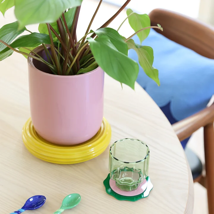 & klevering - Churros Pot de fleurs, Ø 19,5 x 21 cm, blush / jaune