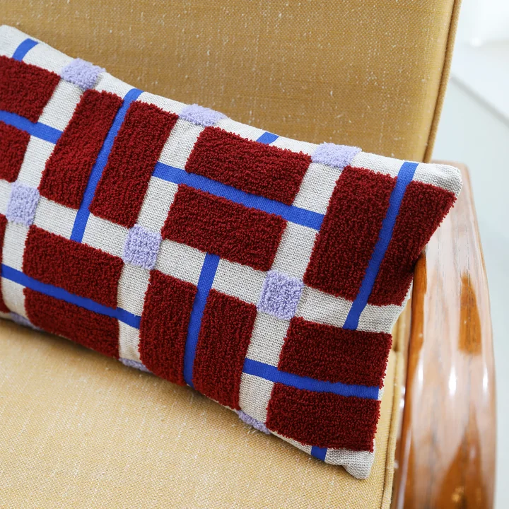 & klevering - Plano coussin 50 x 30 cm, rouge / bleu