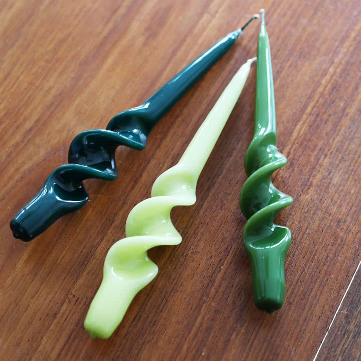 & klevering - Alpha Bougies à tige, vert (set de 3)