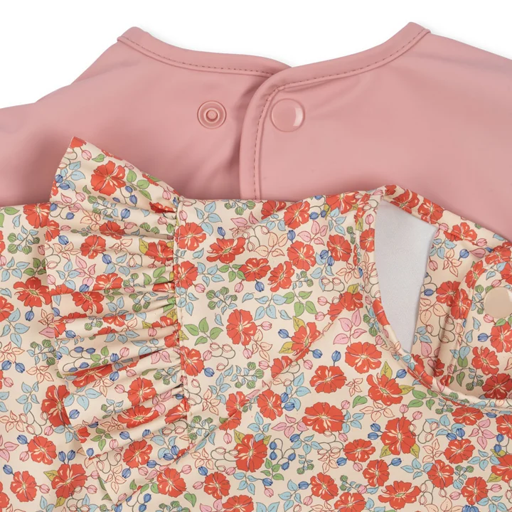 Konges Sløjd - Bavoir à manches et à volants, kalkua / bridal rose (lot de 2)