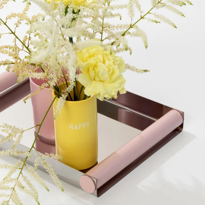 Design Letters - AJ Favourite Vase en porcelaine, Happy / jaune, Ray Plateau Disco