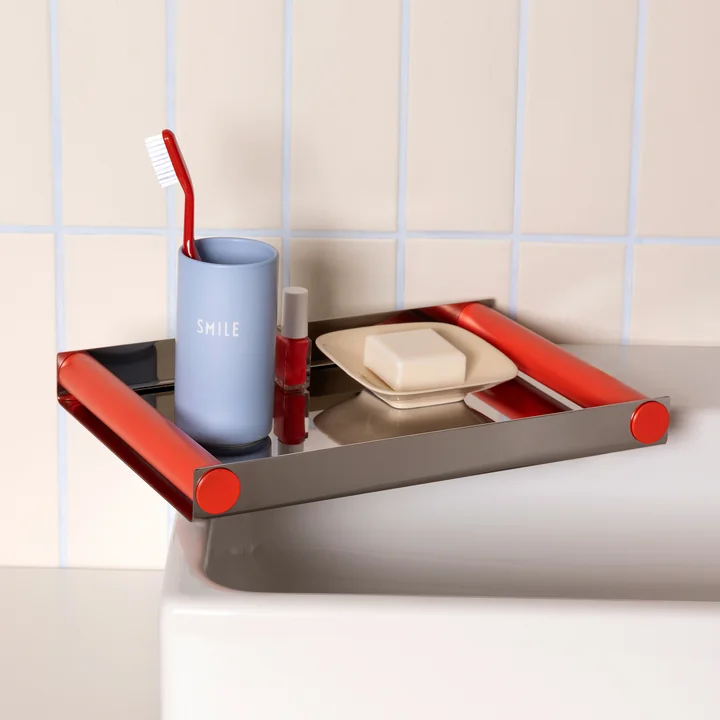 Design Letters - AJ Favourite Vase en porcelaine, Smile / dusty blue, Ray Plateau Disco