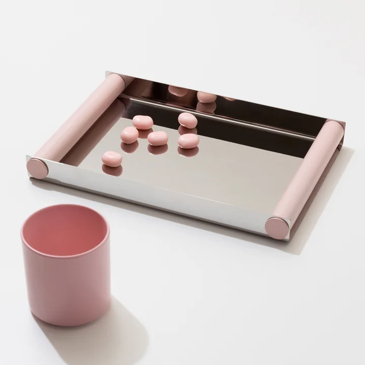 Design Letters - Ray Plateau Disco, moyen, acier inoxydable poli / creole pink