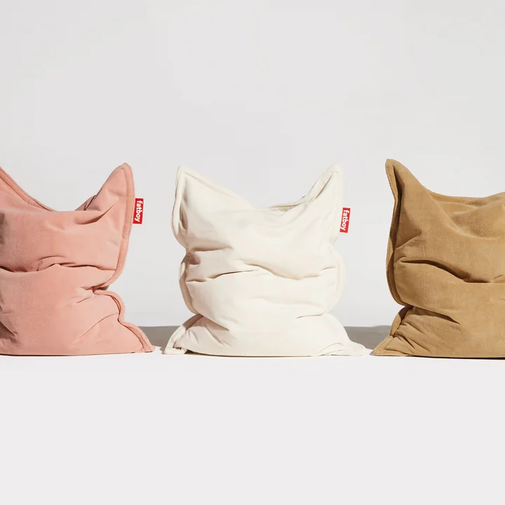 Fatboy - Pouf Original Slim Teddy, blanc cassé