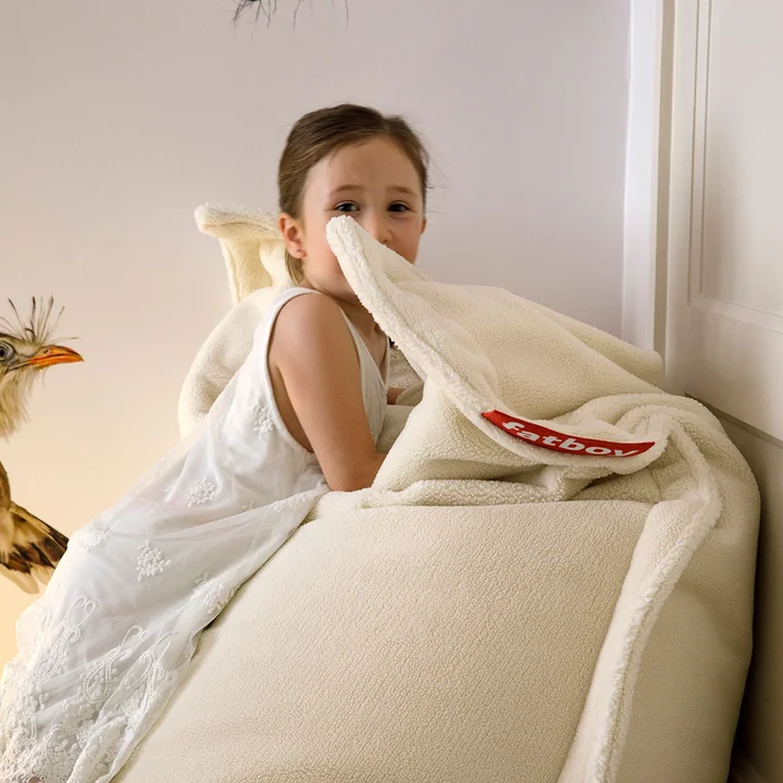 Fatboy - Pouf Original Slim Teddy, blanc cassé