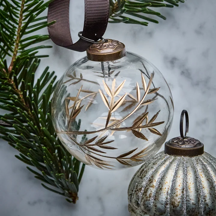 House Doctor - Leaf Ornement, Ø 7,5 cm, transparent / doré