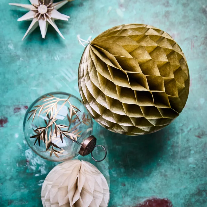 House Doctor - Leaf Ornement, Ø 7,5 cm, transparent / doré