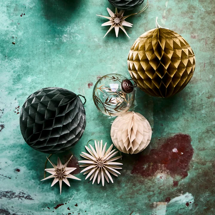 House Doctor - Leaf Ornement, Ø 7,5 cm, transparent / doré