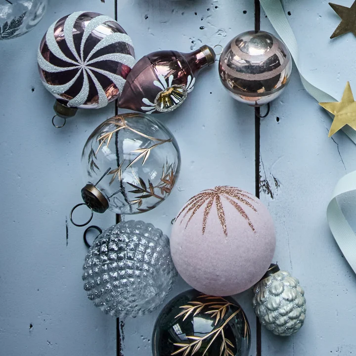 House Doctor - Leaf Ornement, Ø 7,5 cm, transparent / doré