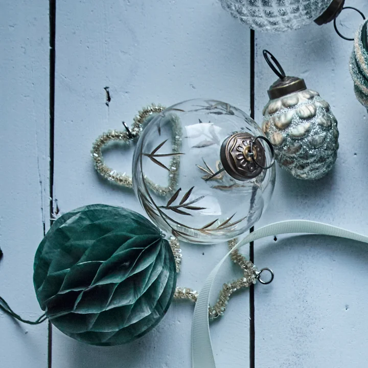 House Doctor - Leaf Ornement, Ø 7,5 cm, transparent / doré