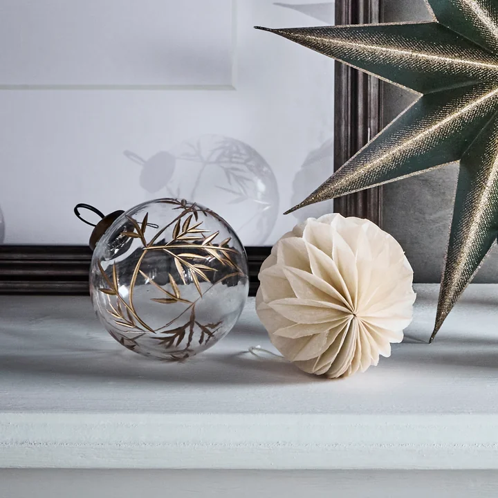 House Doctor - Leaf Ornement, Ø 7,5 cm, transparent / doré