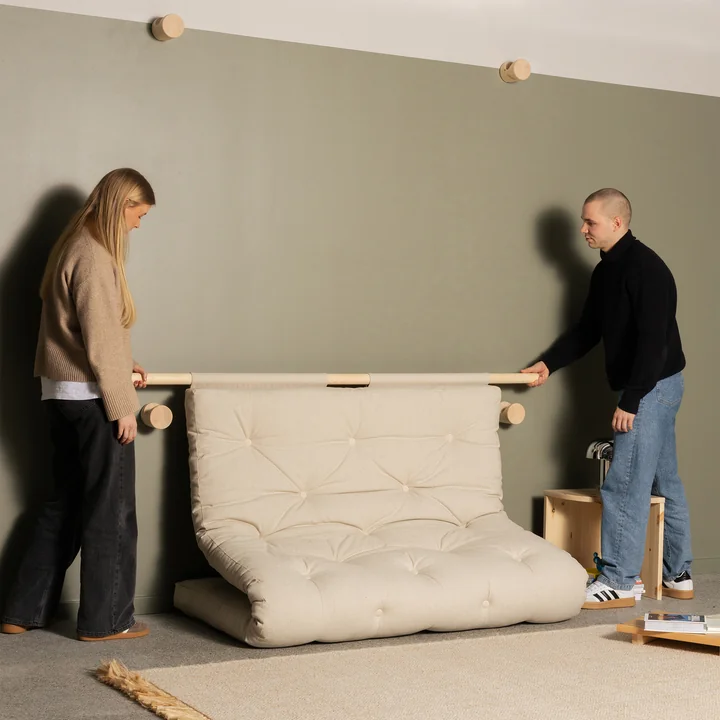 Karup Design - Hooked 135 Canapé-lit avec matelas Bravo 135 x 200 cm, lin