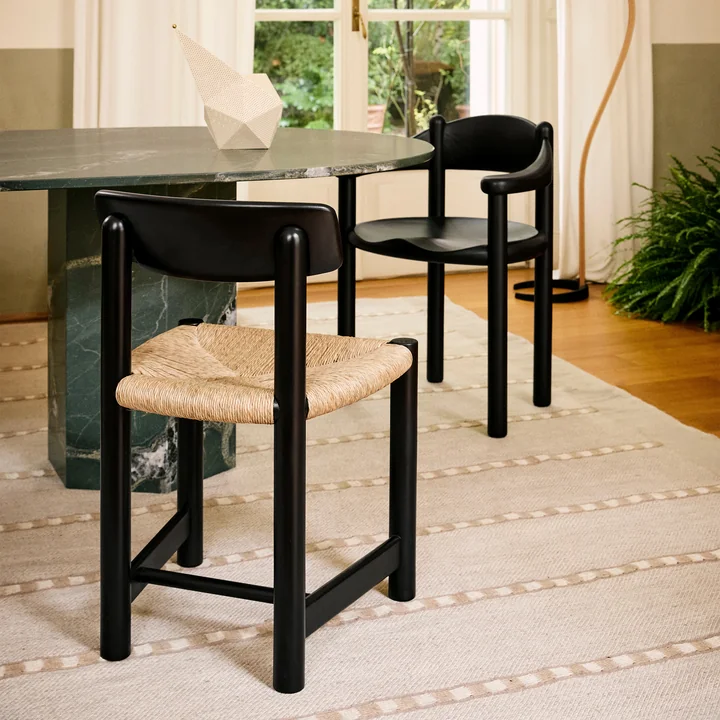 Gubi - Chaise Daumiller, noir-brun / nature