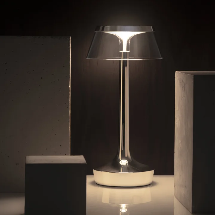 Flos - Bon jour Unplugged Lampe de table à accu, Color Tune, chrome