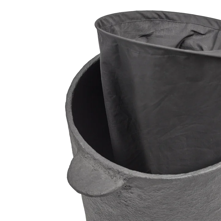 Serax - Earth Panier à linge avec sac en lin L, noir