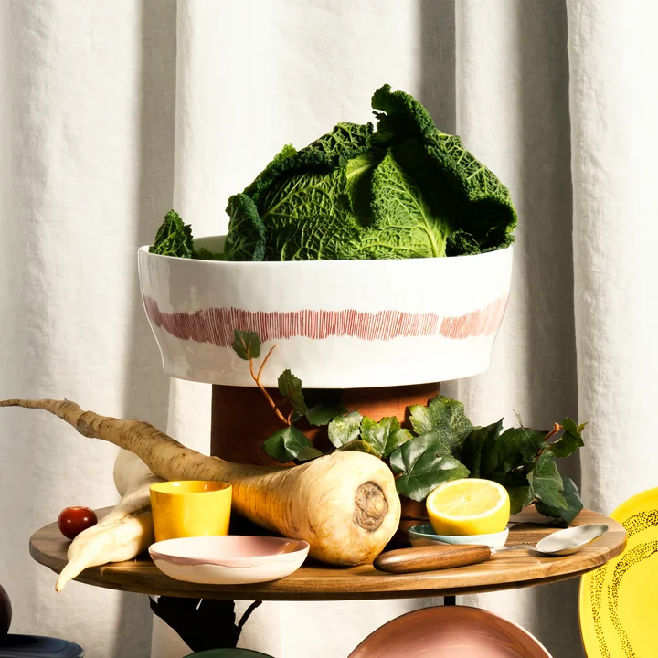 Serax - Feast saladier, blanc / rouge rayures