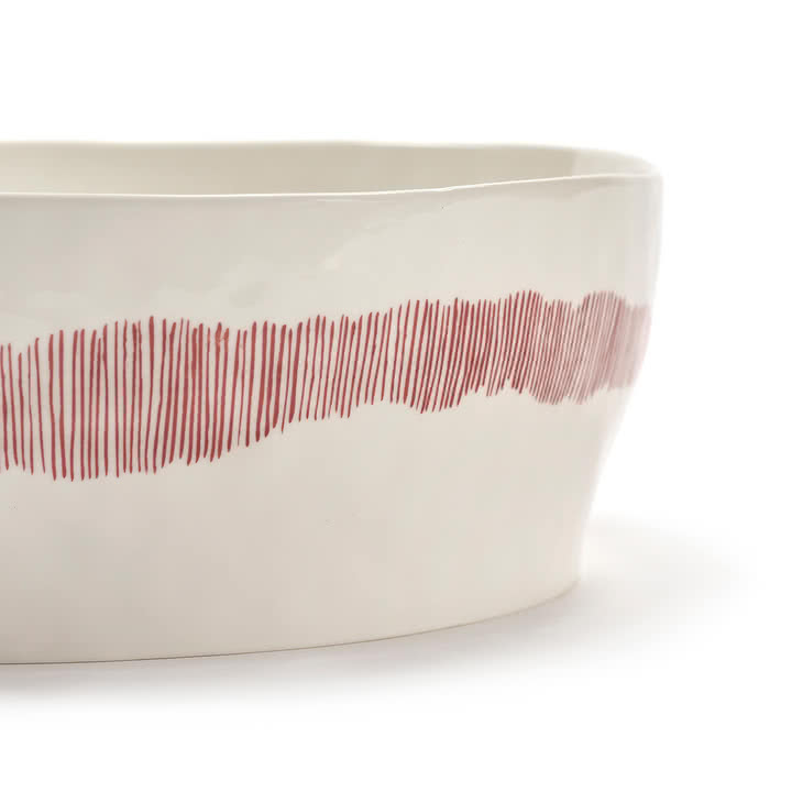 Serax - Feast saladier, blanc / rouge rayures