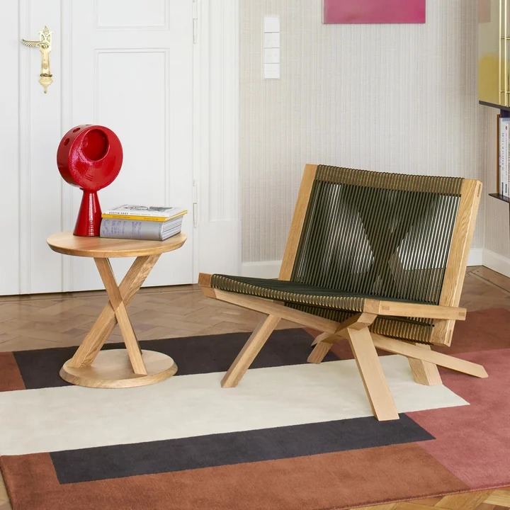 ClassiCon - Volkshaus Lounge Chair et tabouret, chêne naturel / vert forêt
