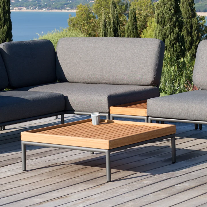 HOUE - LEVEL - LEVEL 2 Table basse, 81 x 81 cm, bambou / gris foncé