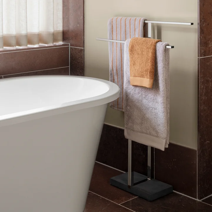 Blomus - Arto Serviette de bain, 140 x 70 cm, rayures fines, micro chip / havane