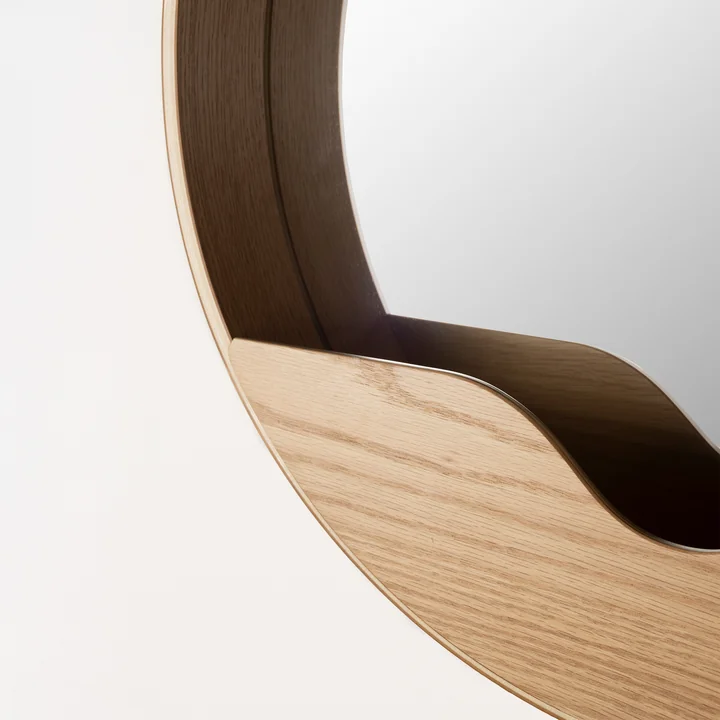 Zuiver - Round Wall Miroir mural, plaqué chêne