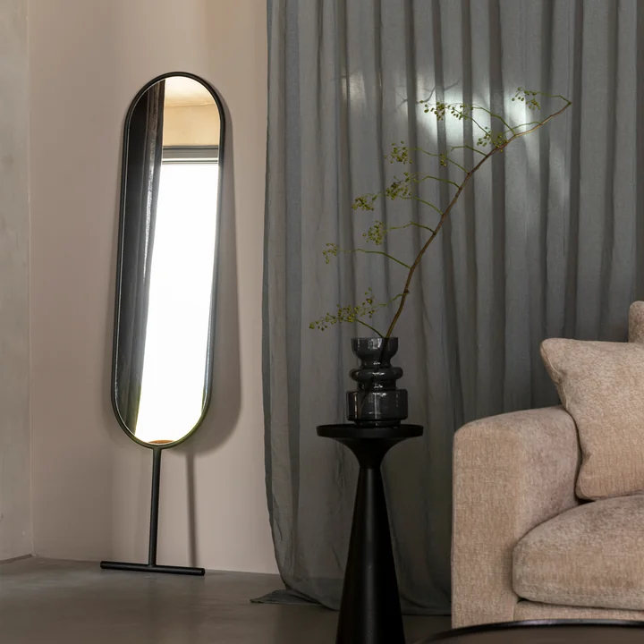 Zuiver - Tess Miroir sur pied ovale, noir