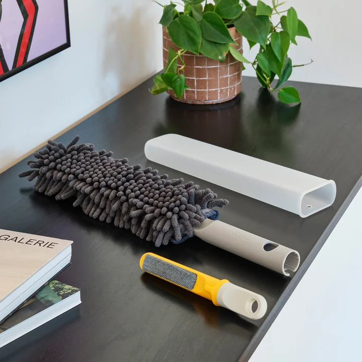 Joseph Joseph - CleanTech Balai à poussière en microfibres 3 en 1, light stone