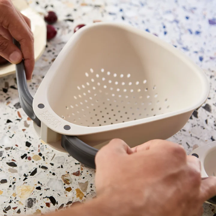 Joseph Joseph - Droplet Passoire de cuisine avec poignées pliables grande, stone