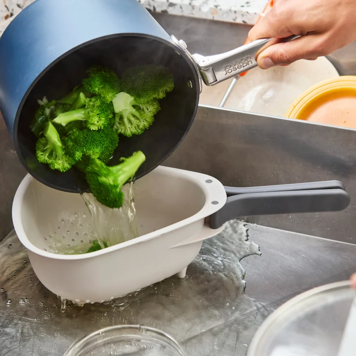 Joseph Joseph - Droplet Passoire de cuisine avec poignées pliables grande, stone