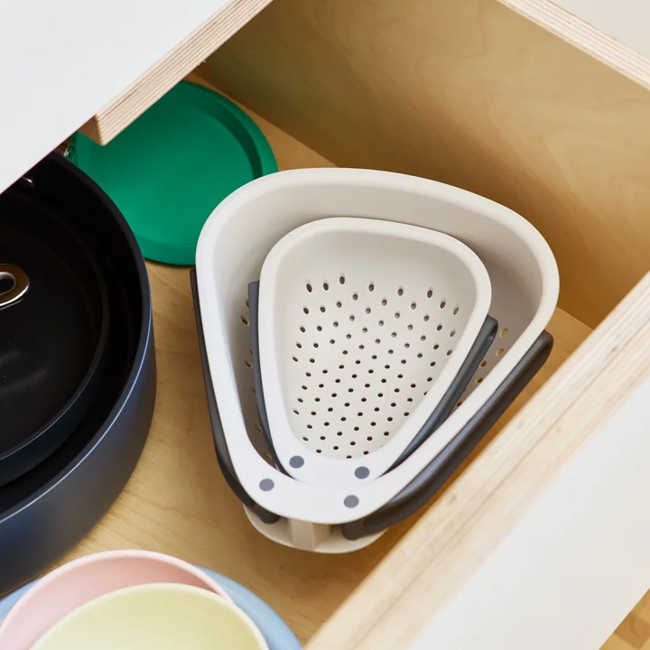 Joseph Joseph - Droplet Passoire de cuisine avec poignées pliables, stone