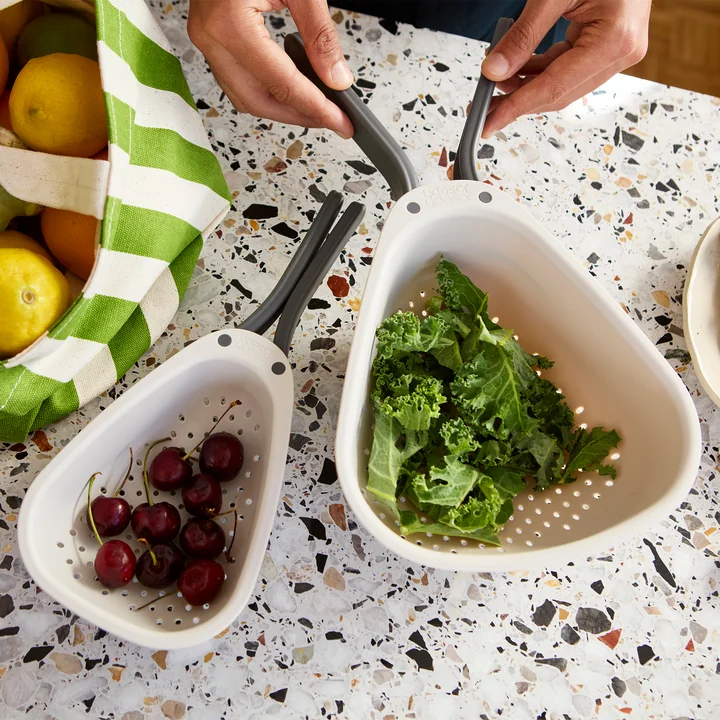 Joseph Joseph - Droplet Passoire de cuisine avec poignées pliables, stone