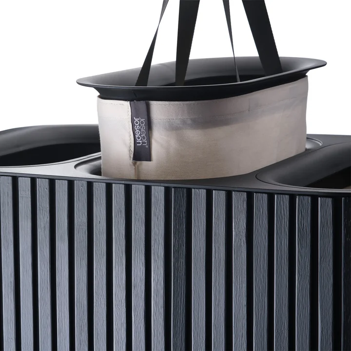 Joseph Joseph - Tota Trio Luxe Panier à linge à trois compartiments 90 l, bambou noir