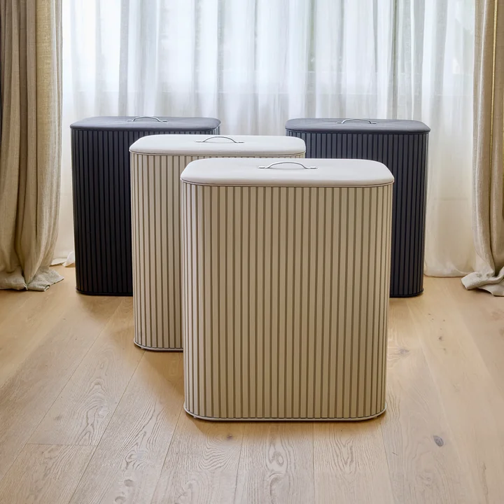 Joseph Joseph - Tota Luxe Corbeilles à linge 90 l, bambou écru et noir