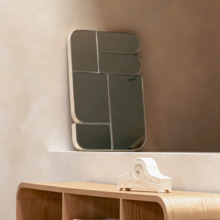 Zuiver - Miroir Glamour, beige et Grandma Horloge de table, blanc